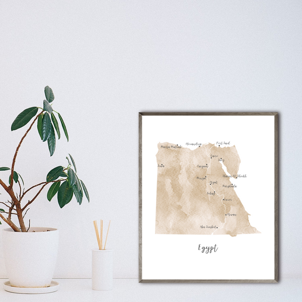 Egypt Map | Watercolor Map | Digital Print