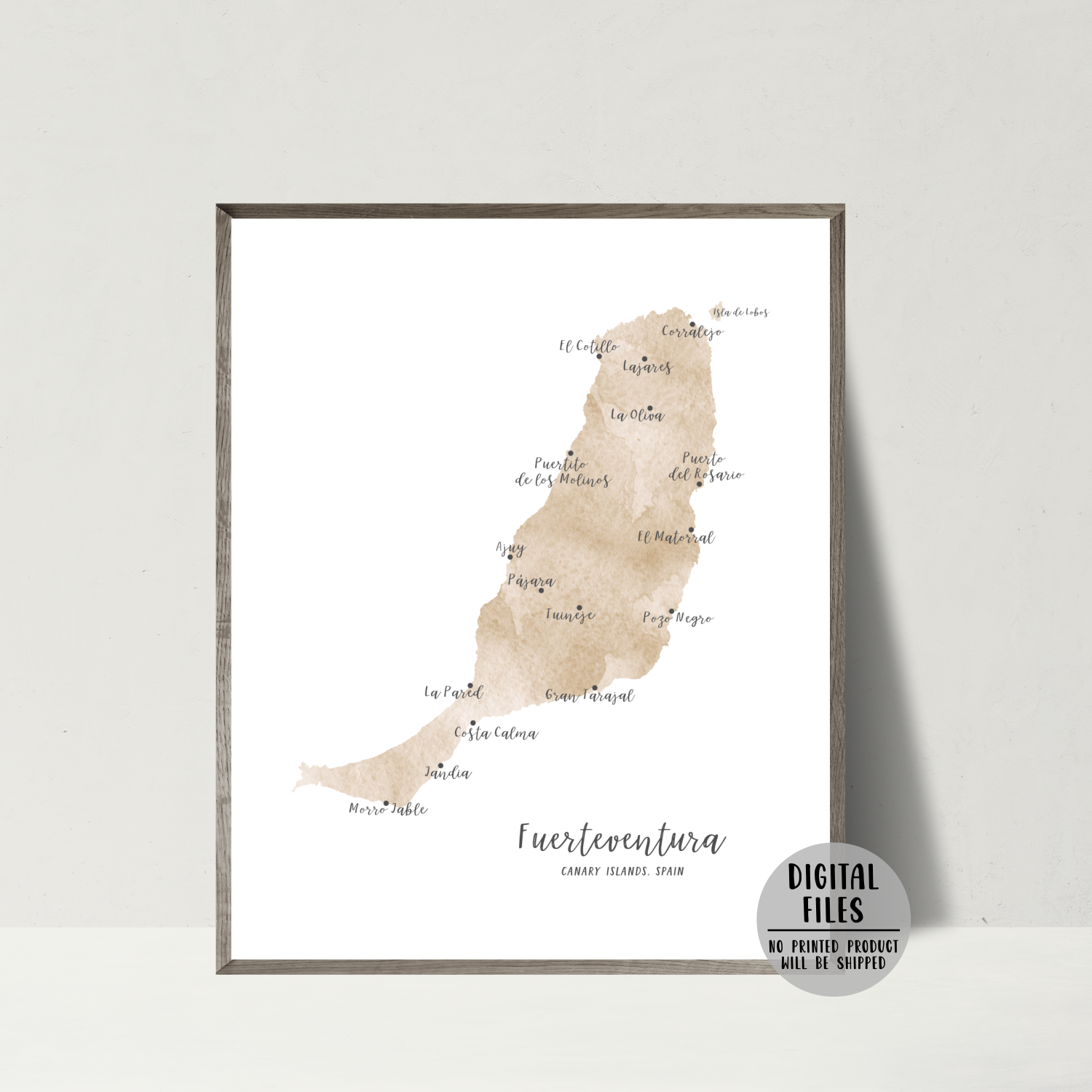 Fuerteventura Map | Canary Islands Map | Watercolor Map | Digital Print