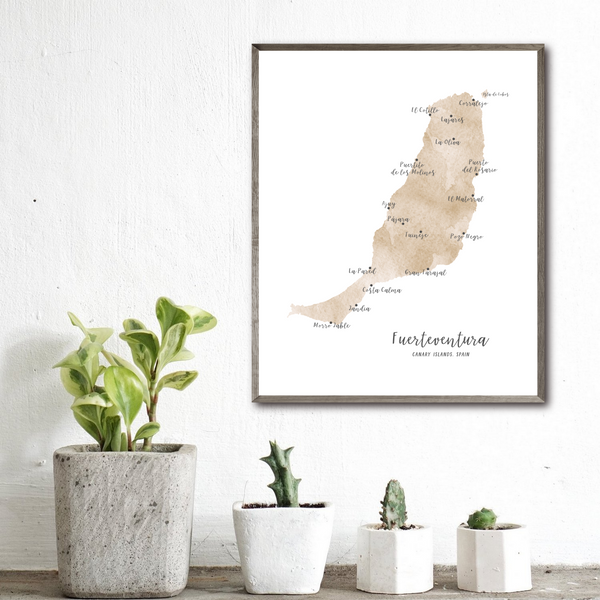 Fuerteventura Map | Canary Islands Map | Watercolor Map | Digital Print