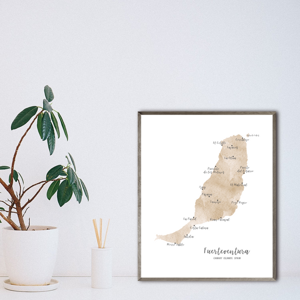 Fuerteventura Map | Canary Islands Map | Watercolor Map | Digital Print