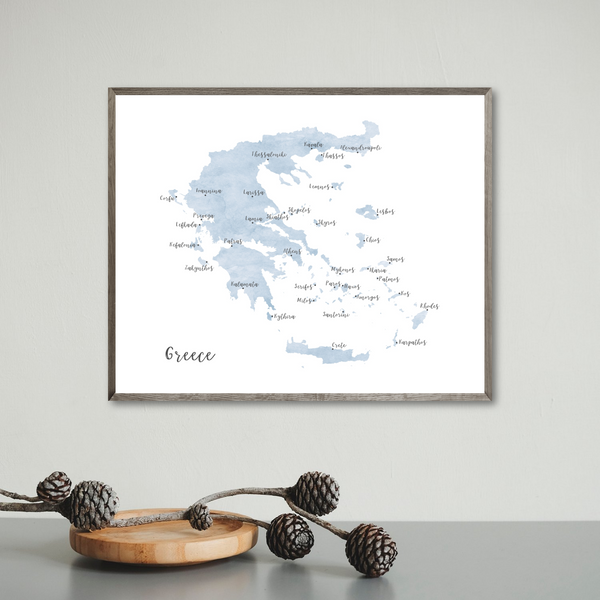 Greece Map | Watercolor Map | Digital Print