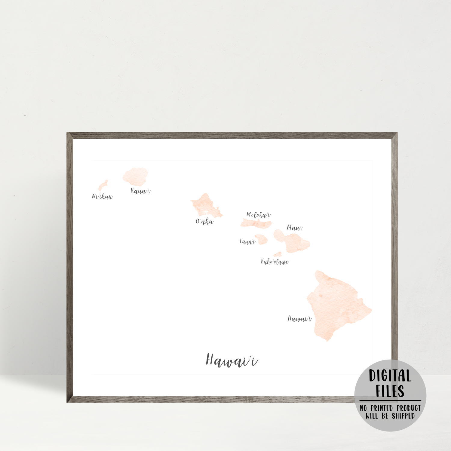 Hawaii Map 2 | Watercolor Map | Digital Print