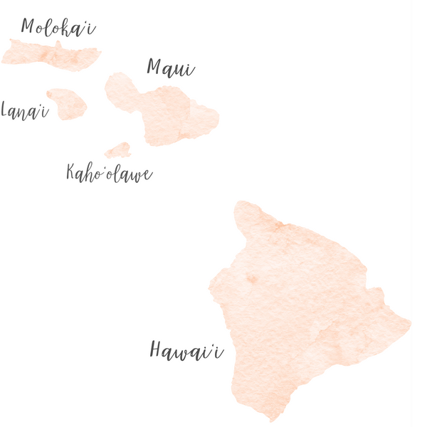 Hawaii Map 2 | Watercolor Map | Digital Print