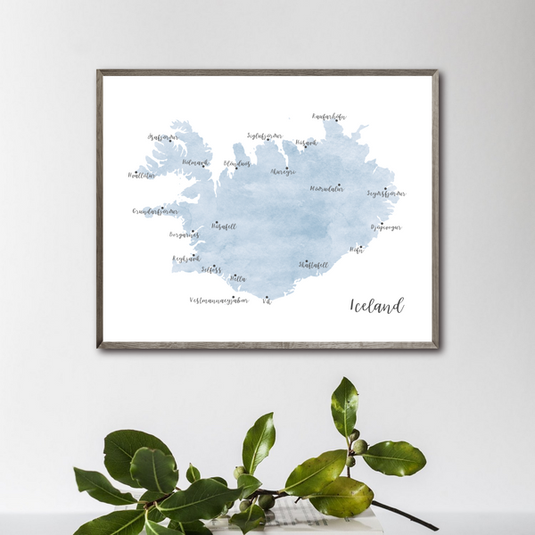 Iceland Map | Watercolor Map | Digital Print