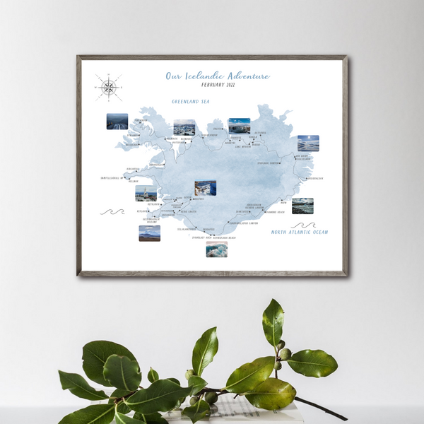 Personalized Travel Map - Iceland Road Trip Map - Gift For Adventurer - Custom Travel Map - Your Travel Map - Travel Memories