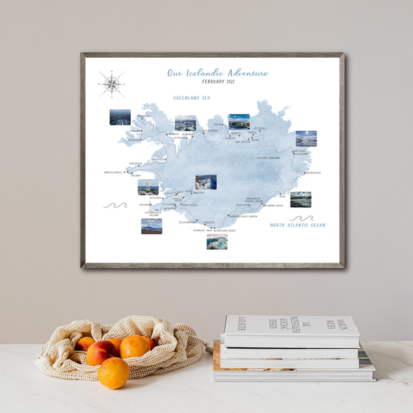 Iceland Travel Map - Personalized Travel Map - Your Travel Map - Iceland Road Trip Map - Gift For Traveler