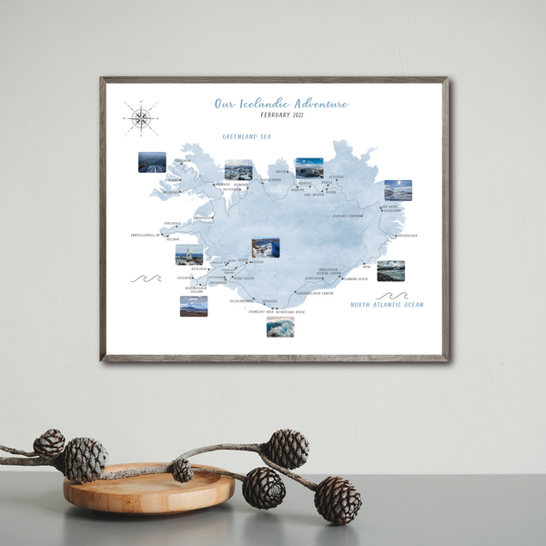 Iceland Travel Map - Personalized Travel Map - Your Travel Map - Iceland Road Trip Map - Travel Adventure Gift - My Travel Map