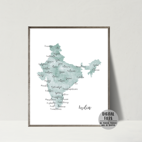 India Map | Watercolor Map | Digital Print