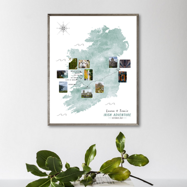 Ireland Travel Map - My Road Trip Map - Personalized Travel Map With Pics - Travel Book Idea - Gift For Adventurer Traveler