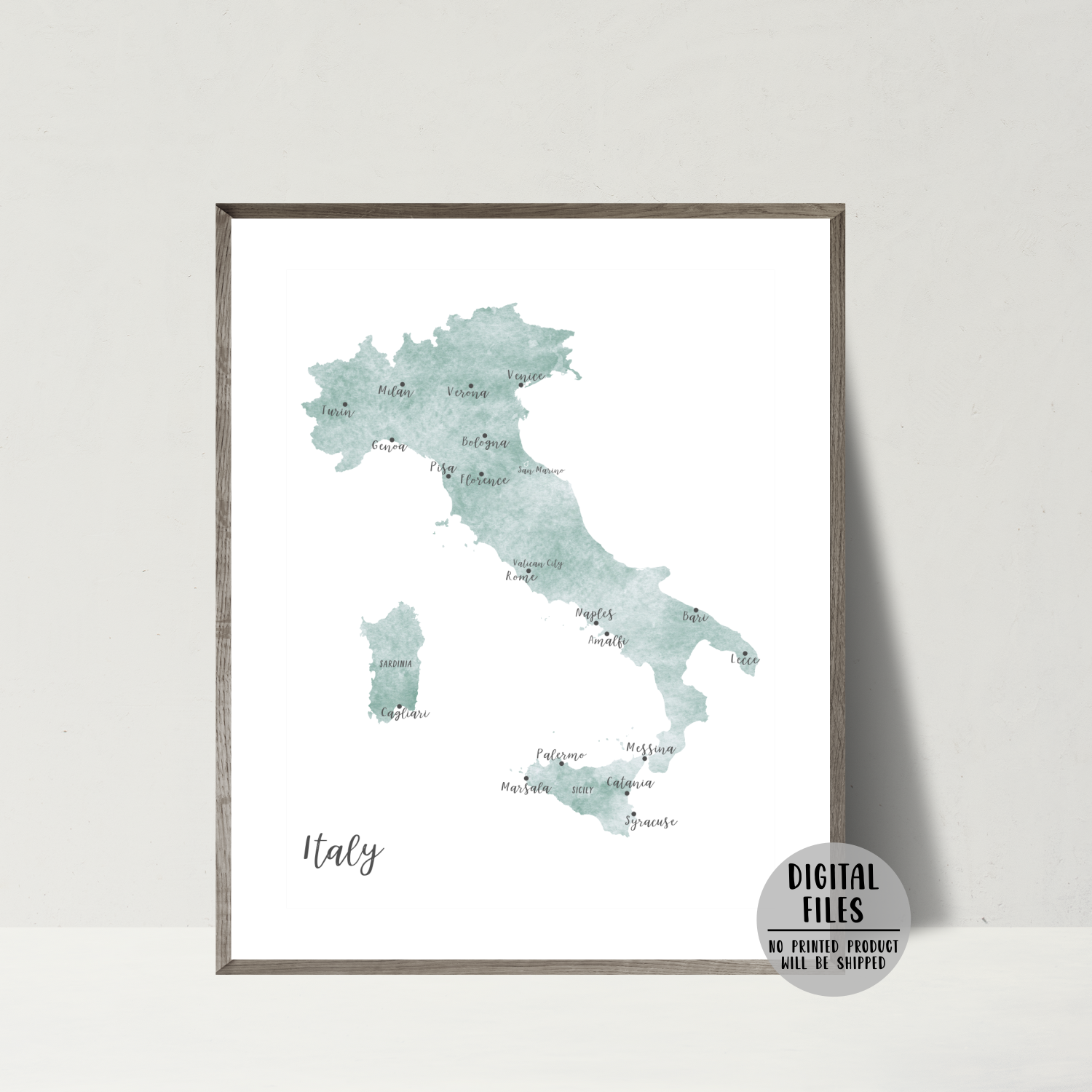 Italy Map | Watercolor Map | Digital Print