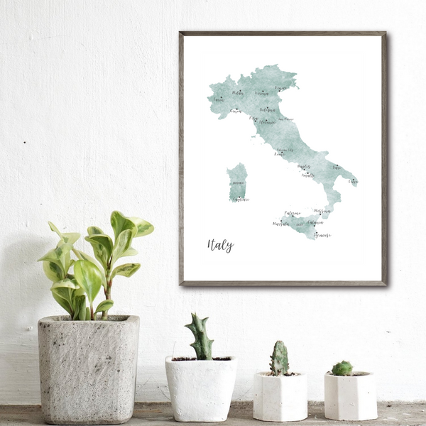 Italy Map | Watercolor Map | Digital Print