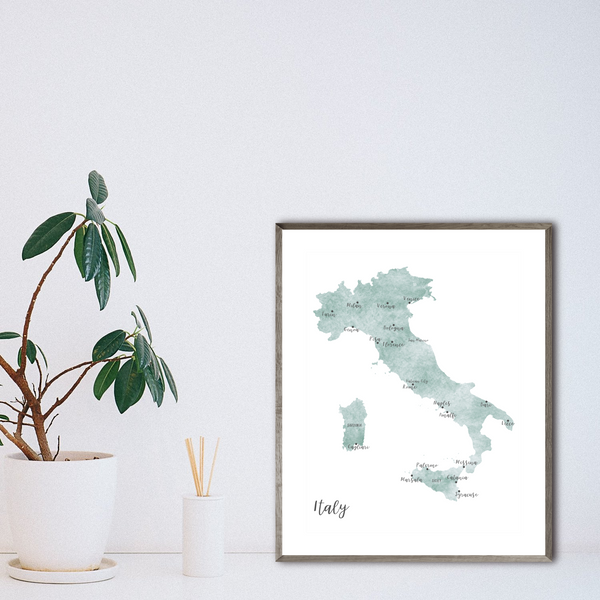 Italy Map | Watercolor Map | Digital Print