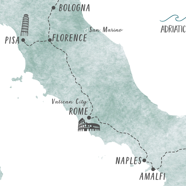 Personalized Travel Map | Italy Travel Map | Italy Road Trip Map