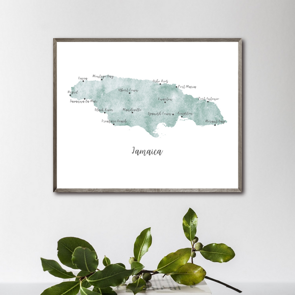 Jamaica Map | Watercolor Map | Digital Print
