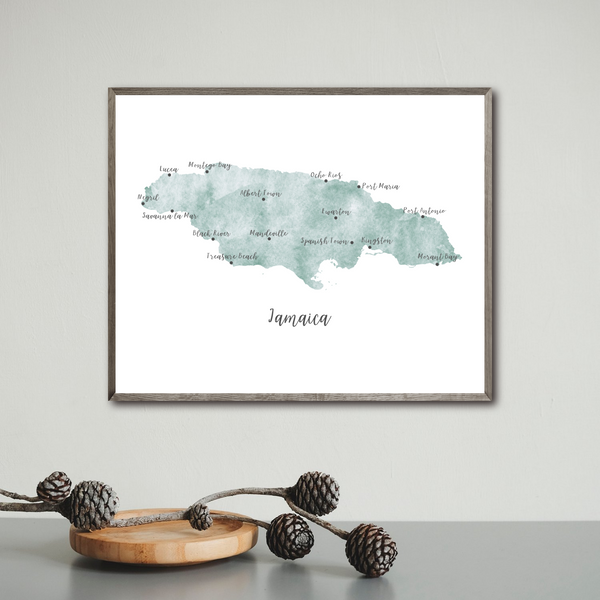 Jamaica Map | Watercolor Map | Digital Print