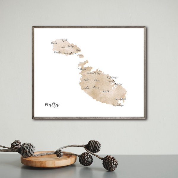Malta Map | Watercolor Map | Digital Print