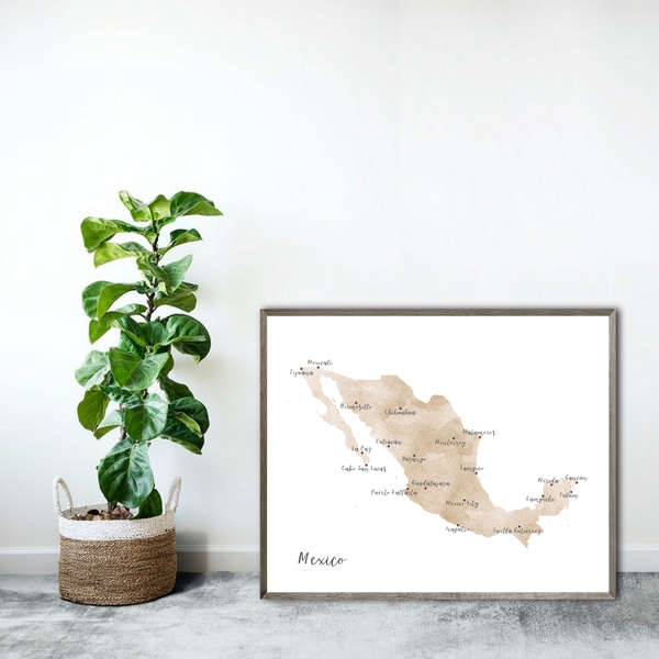 Mexico Map | Watercolor Map | Digital Print