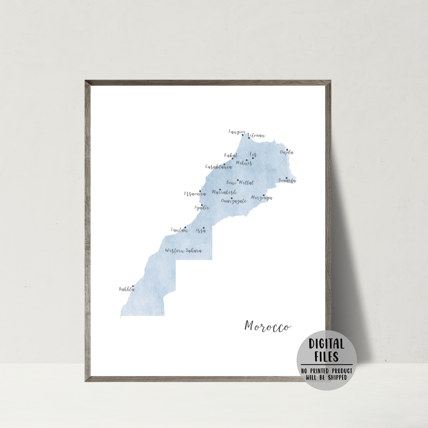 Morocco Map | Watercolor Map | Digital Print