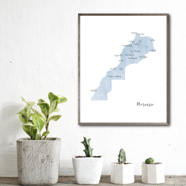 Morocco Map | Watercolor Map | Digital Print