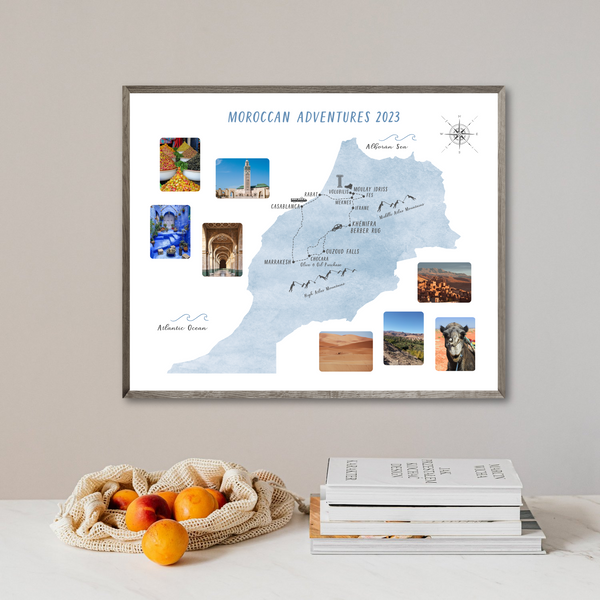 Personalized Travel Map | Morocco Travel Map | Morocco Adventure Map