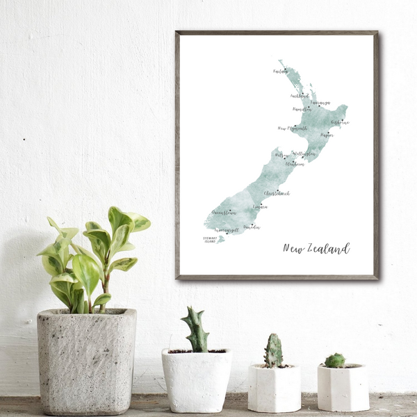New Zealand Map | Watercolor Map | Digital Print