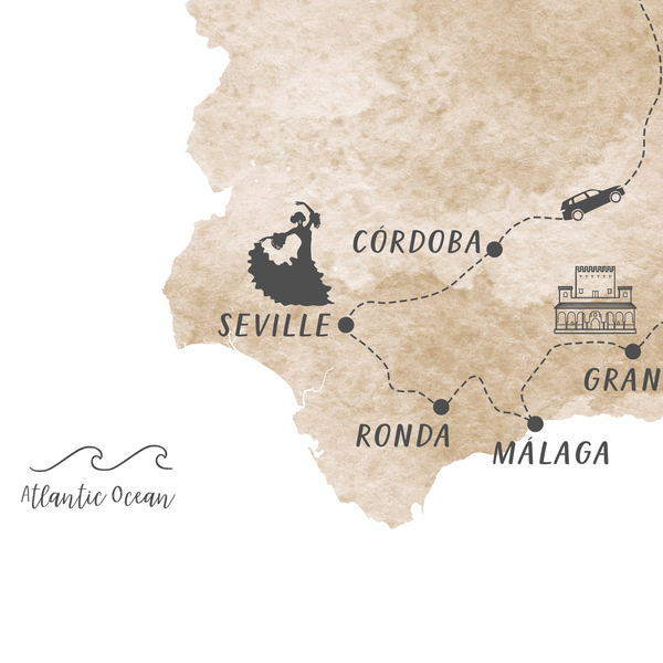 Personalized Travel Map | Spain Travel Map | Spain Road Trip Map