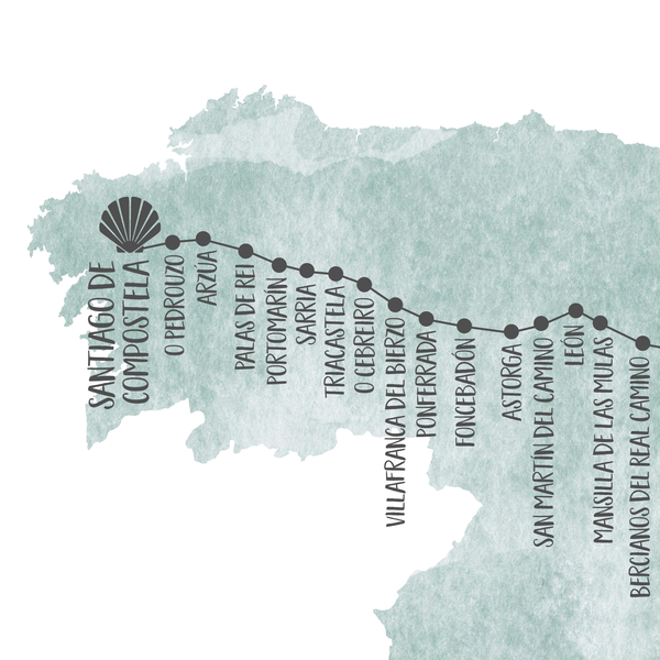 Personalized Camino De Santiago Map | Way Of Saint James Map | Digital Print