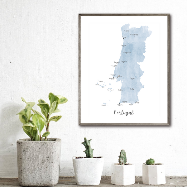 Portugal Map | Watercolor Map | Digital Print