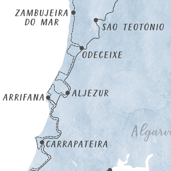 Rota Vicentina Hiking Map |Fisherman's Trail Portugal Map | Digital Print