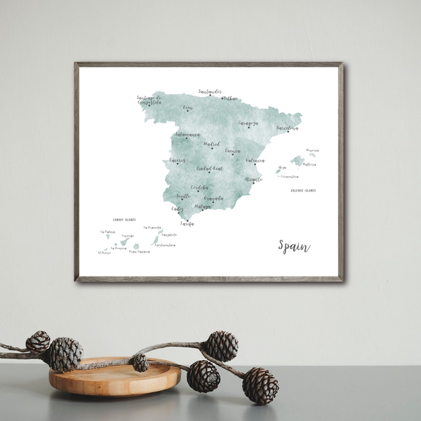 Spain Map | Watercolor Map | Digital Print