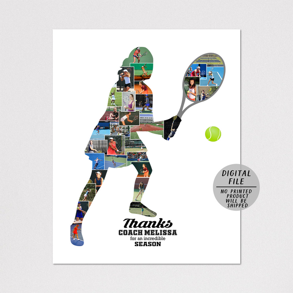 Custom Tennis Player Collage – Unique Gift for Players and Coaches, Fully Personalized with Your Tennis Photos
