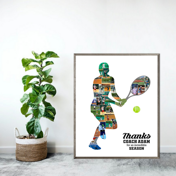 Personalized Tennis Collage – Custom Photo Compilation for Coaches and Players, Ideal Sports Gift