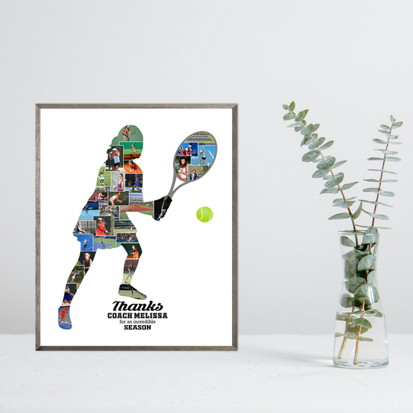 Personalized Woman Tennis Collage – Custom Photo Compilation for Coaches and Players, Ideal Sports Gift