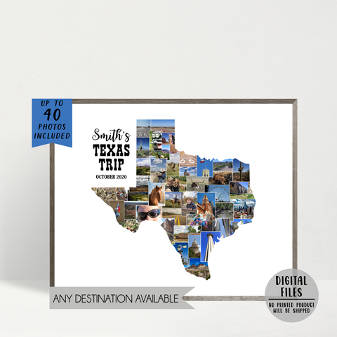 texas photo collage - texas state map pictures collage - US states travel map collage