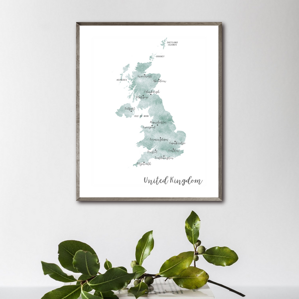 United Kingdom Map | Watercolor Map | Digital Print