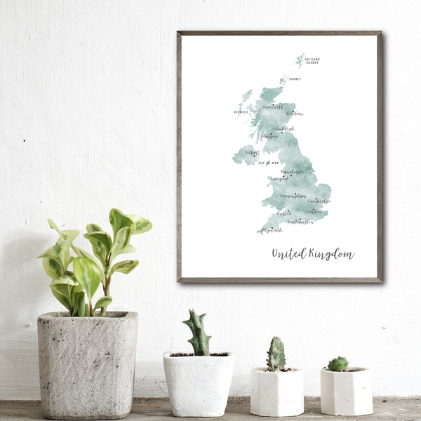 United Kingdom Map | Watercolor Map | Digital Print