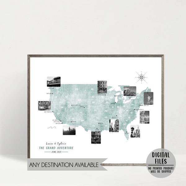 Personalized Travel Map | USA Road Trip Map | USA Adventure Map