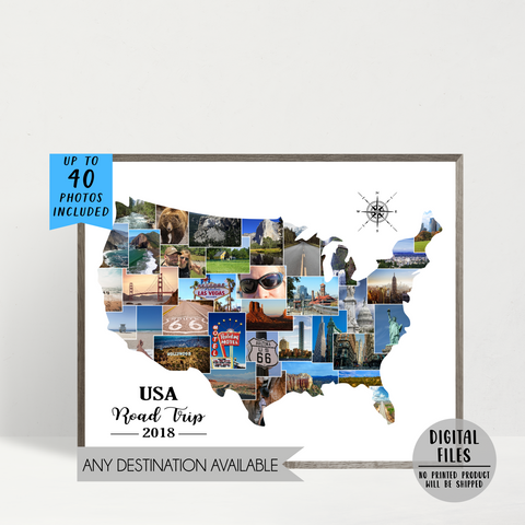 usa travel photo collage - us pictures photo collage - usa travel map collage