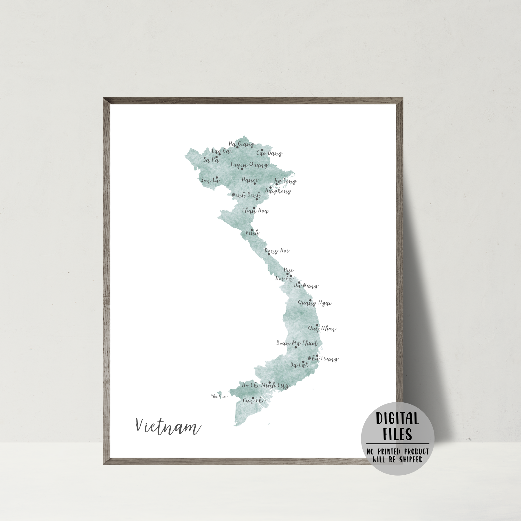 Vietnam travel map. Digital download.