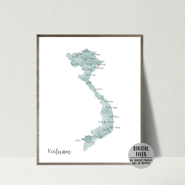 Vietnam travel map. Digital download.