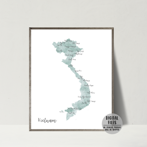 Vietnam travel map. Digital download.