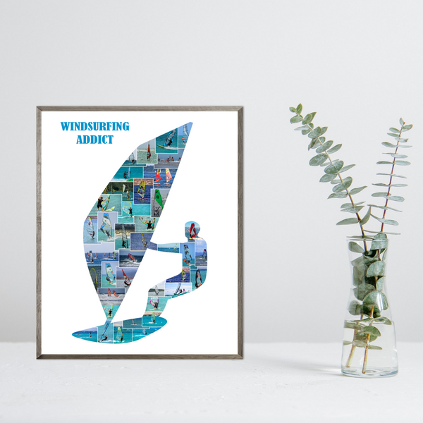 Custom Windsurfing Collage – Unique Photo Collage for Windsurfers, Fully Personalized with Your Favorite Photos