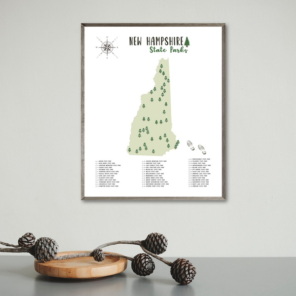 new hampshire state parks map poster-hiking gift ideas