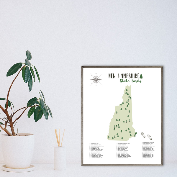 new hampshire state parks map print-gift for adventurer