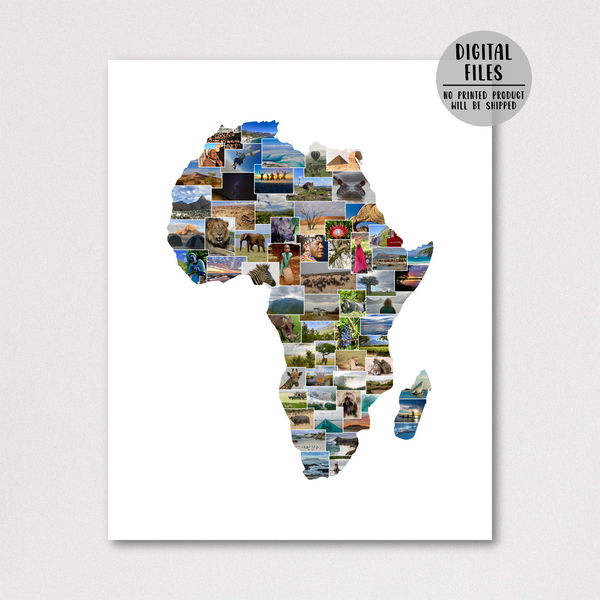 africa collage-travel map photo collage-personalized gift for traveler