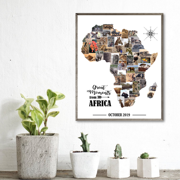 personalized travel map collage-map photo collage-africa collage