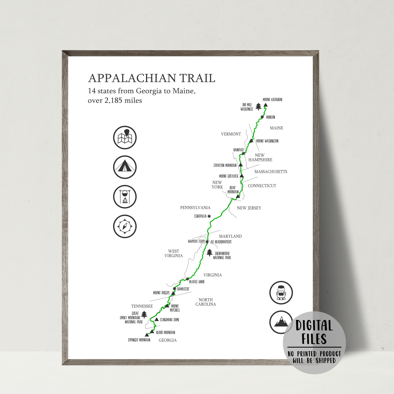 appalachian hiking trail map - appalachian trail map