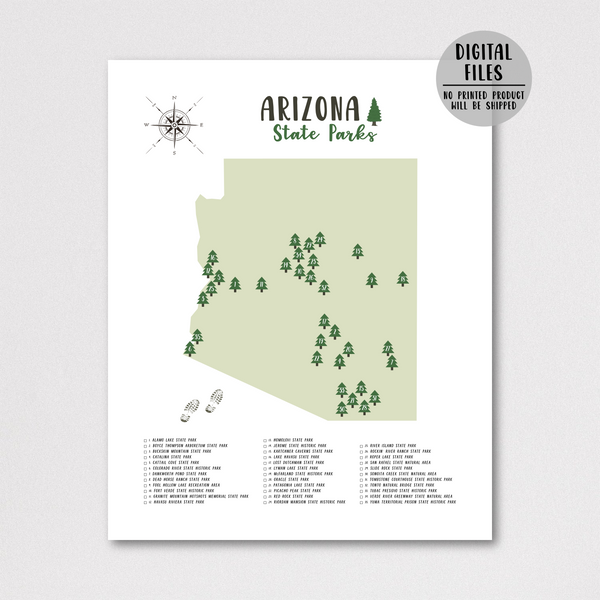 arizona state parks map-arizona state parks print