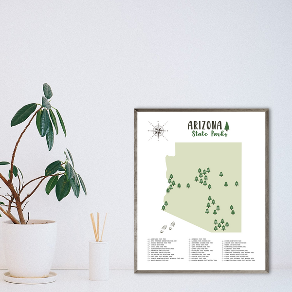 arizona state parks map poster-state parks print