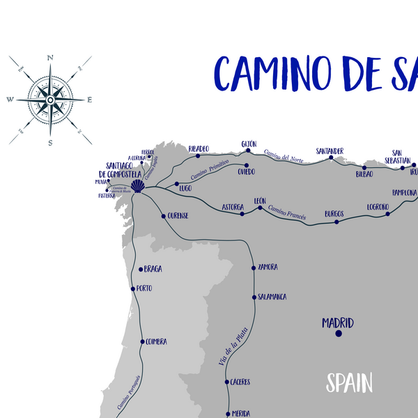 camino santiago map for printing